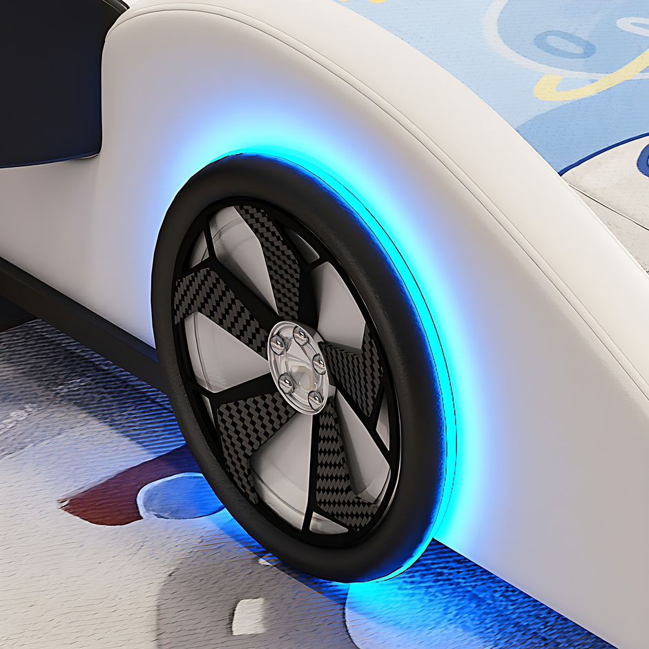Car Theme Childrens LED Leather Bed