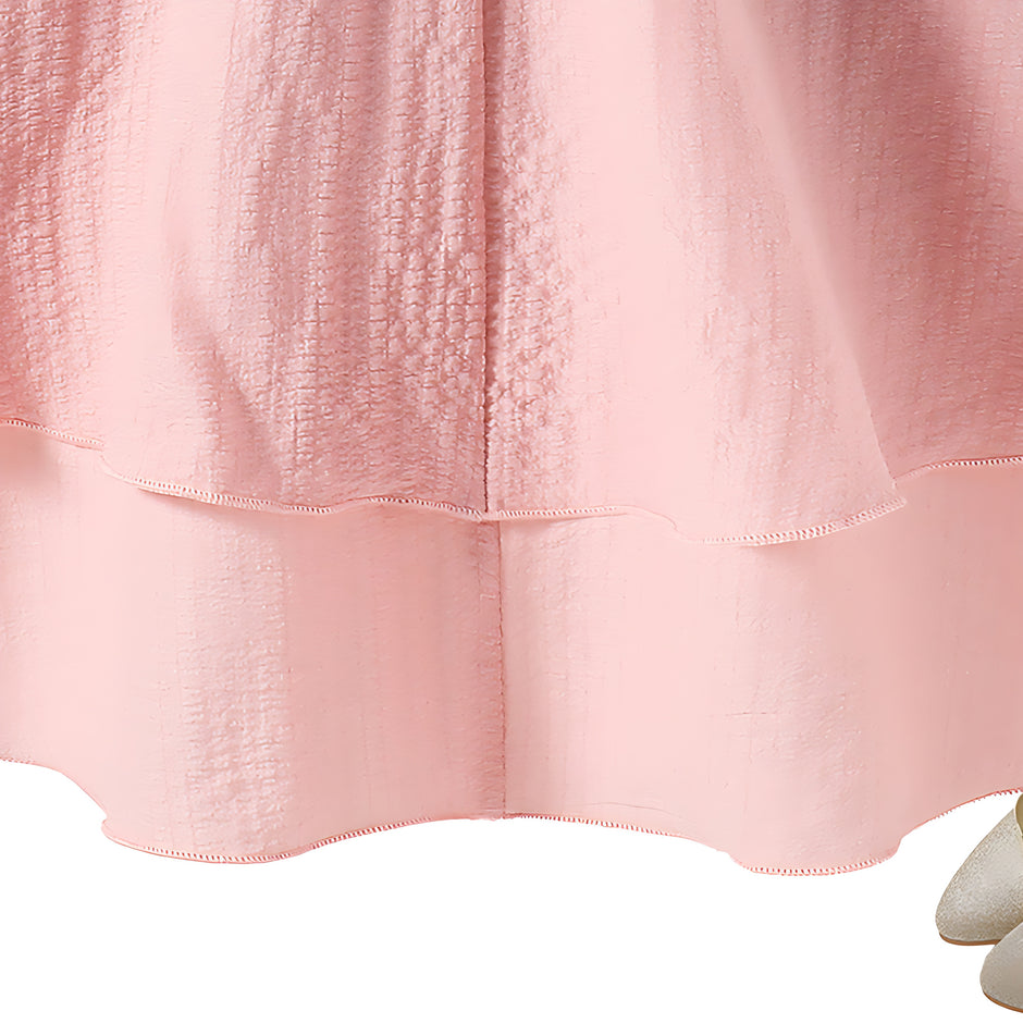 Girls Elegant Tiered Polyester Dress With Bow Straps / Ruchi