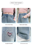 Wide-Leg Design Embroidered Denim Jeans For Girls / Ruchi