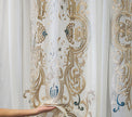 European Style Luxury Embroidered Polyester Sheer Curtain / Ruchi