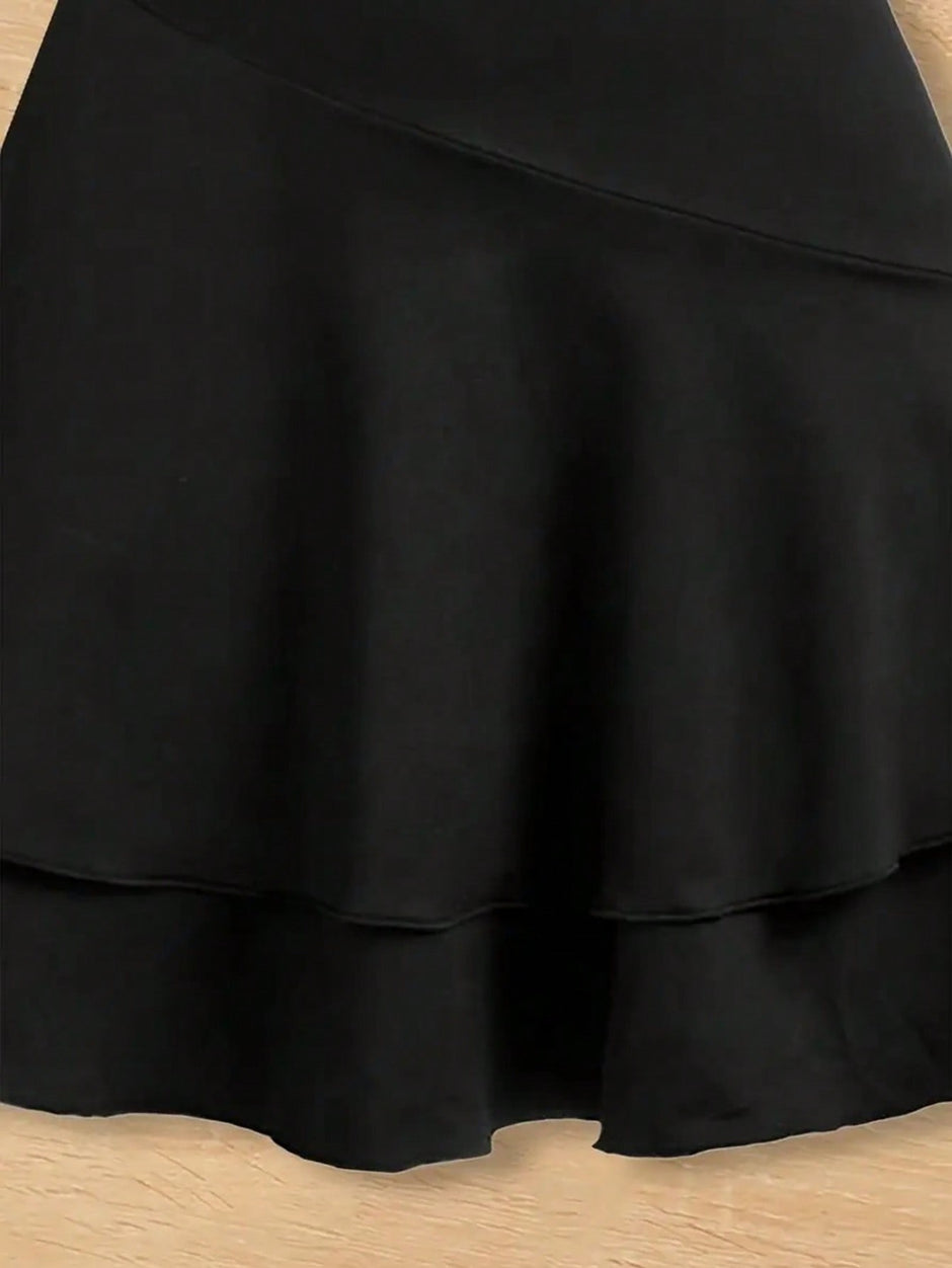 Girls Halter Neck Tiered Skater Polyester Dress / Ruchi