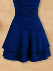 Girls Halter Neck Tiered Skater Polyester Dress / Ruchi