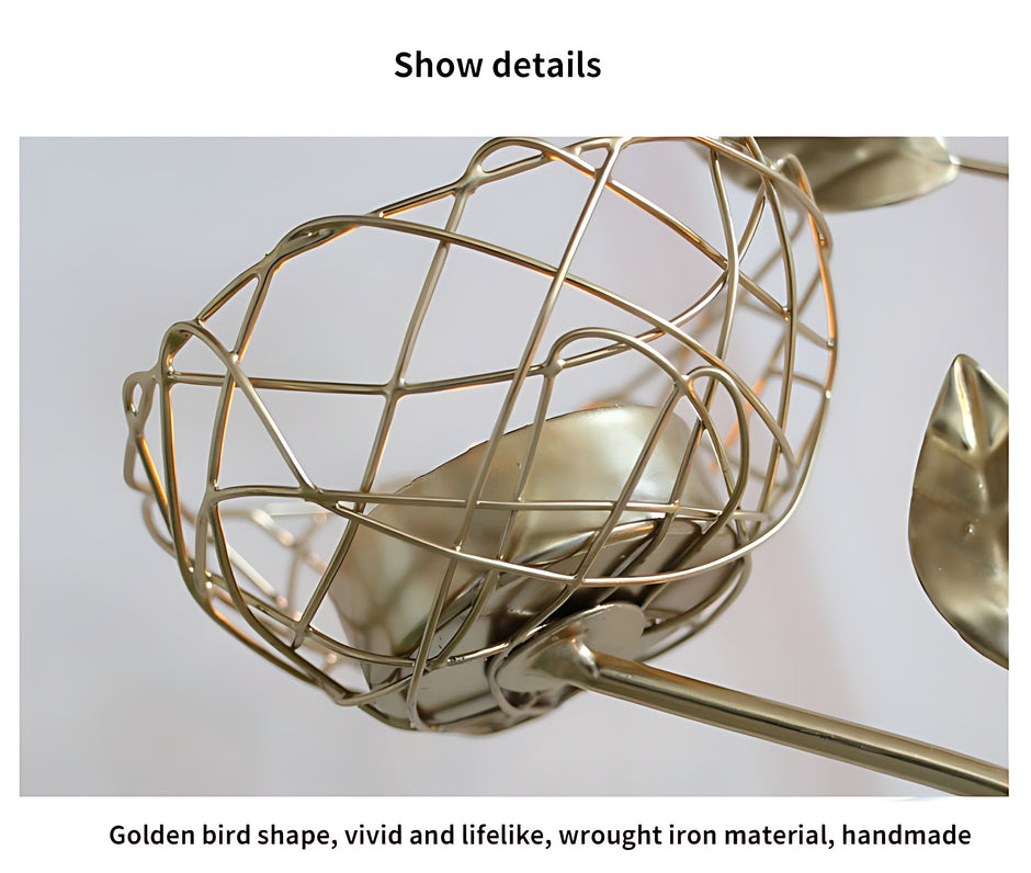Golden Metal Bird And Branch Tealight Candle Holder