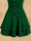 Girls Halter Neck Tiered Skater Polyester Dress