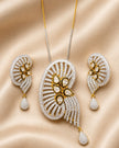 Elegant American Diamond Pendant Necklace And Earrings Set / Ruchi 