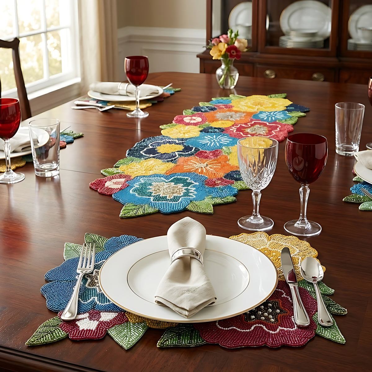 Elegant Beaded Table Runner / Ruchi