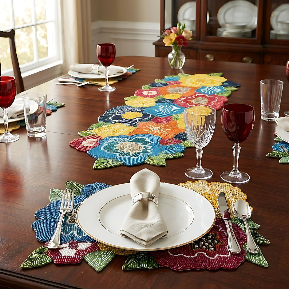 Elegant Beaded Table Runner / Ruchi
