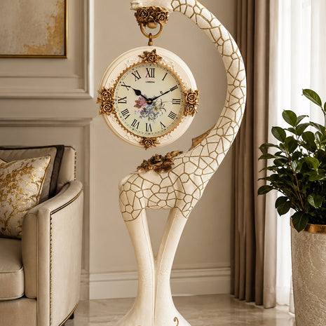 Elegant Giraffe Sculpture Floor Clock / Ruchi