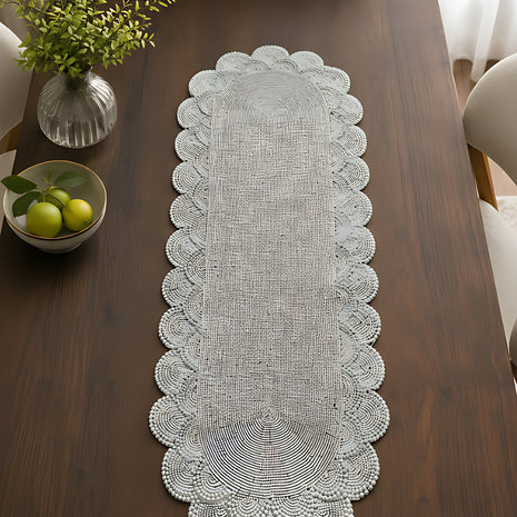 Elegant Grey Pearl Table Runner / Ruchi