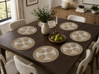 Elegant Ivory & Gold Beaded Round Placemat Set of 2 / Ruchi