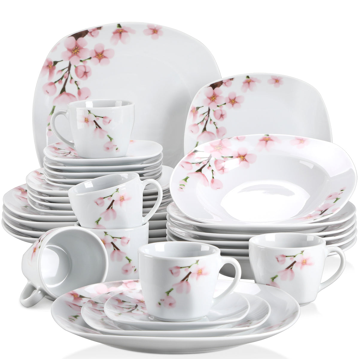 Elegant Pink Floral Ceramic Dinnerware Set / Ruchi