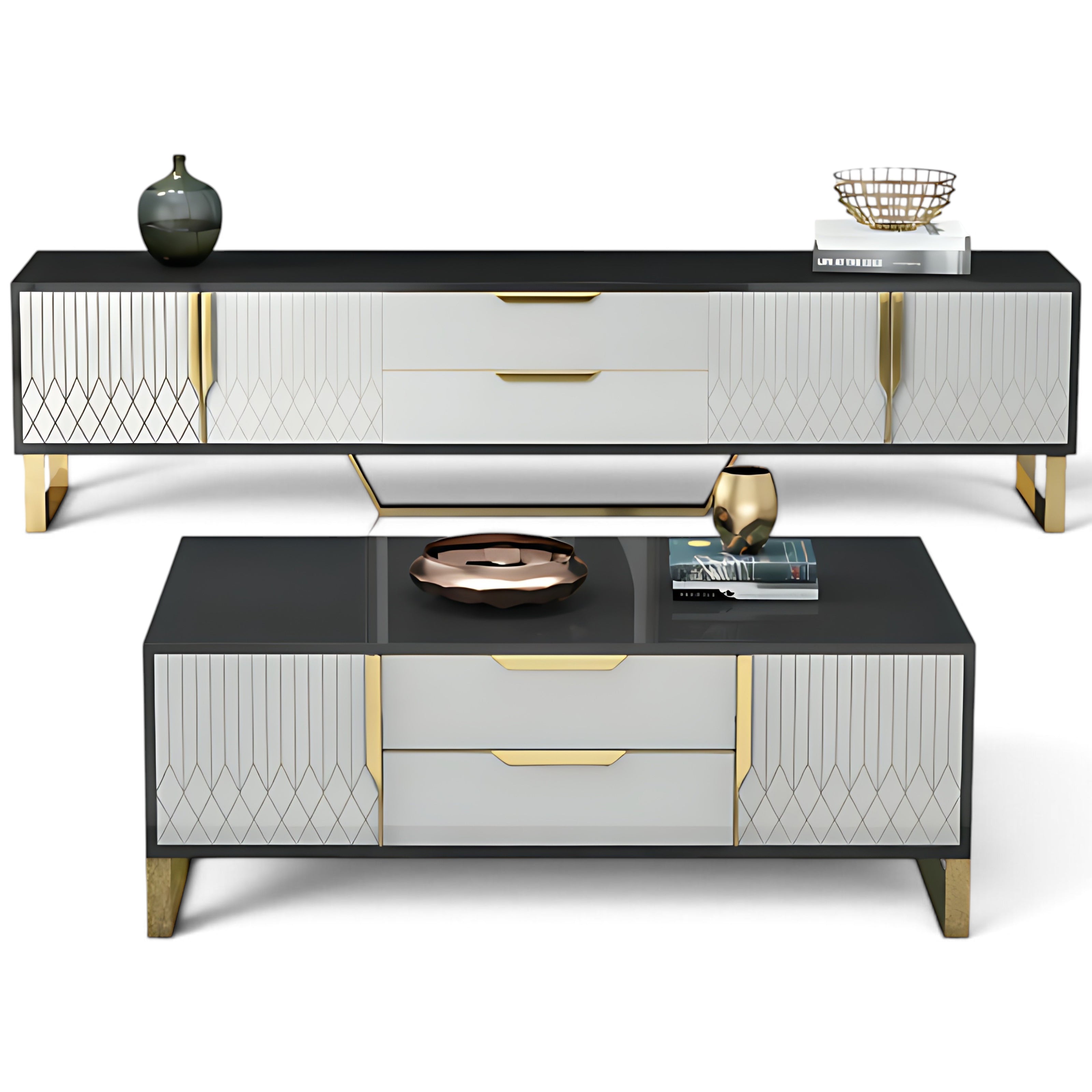 Elegant Wooden Coffee Table And TV Stand Set / Ruchi