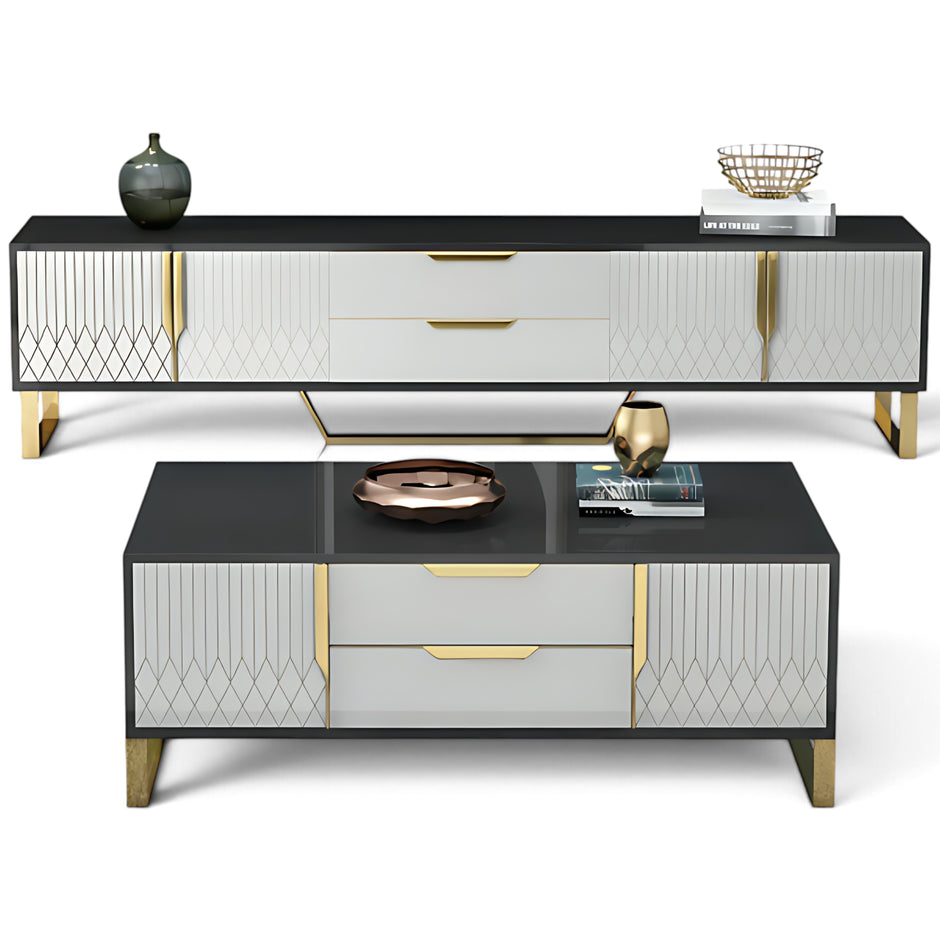 Elegant Wooden Coffee Table And TV Stand Set / Ruchi