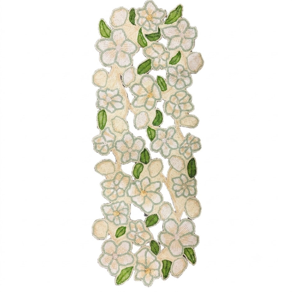 Embroidered Floral Beaded Table Runner / Ruchi