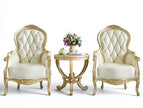 European Leather Sofa Chair And Side Table Set / Ruchi