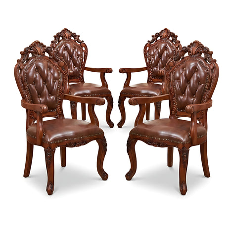 European Leather Upholstered Dining Chairs Set Of 4 / Ruchi