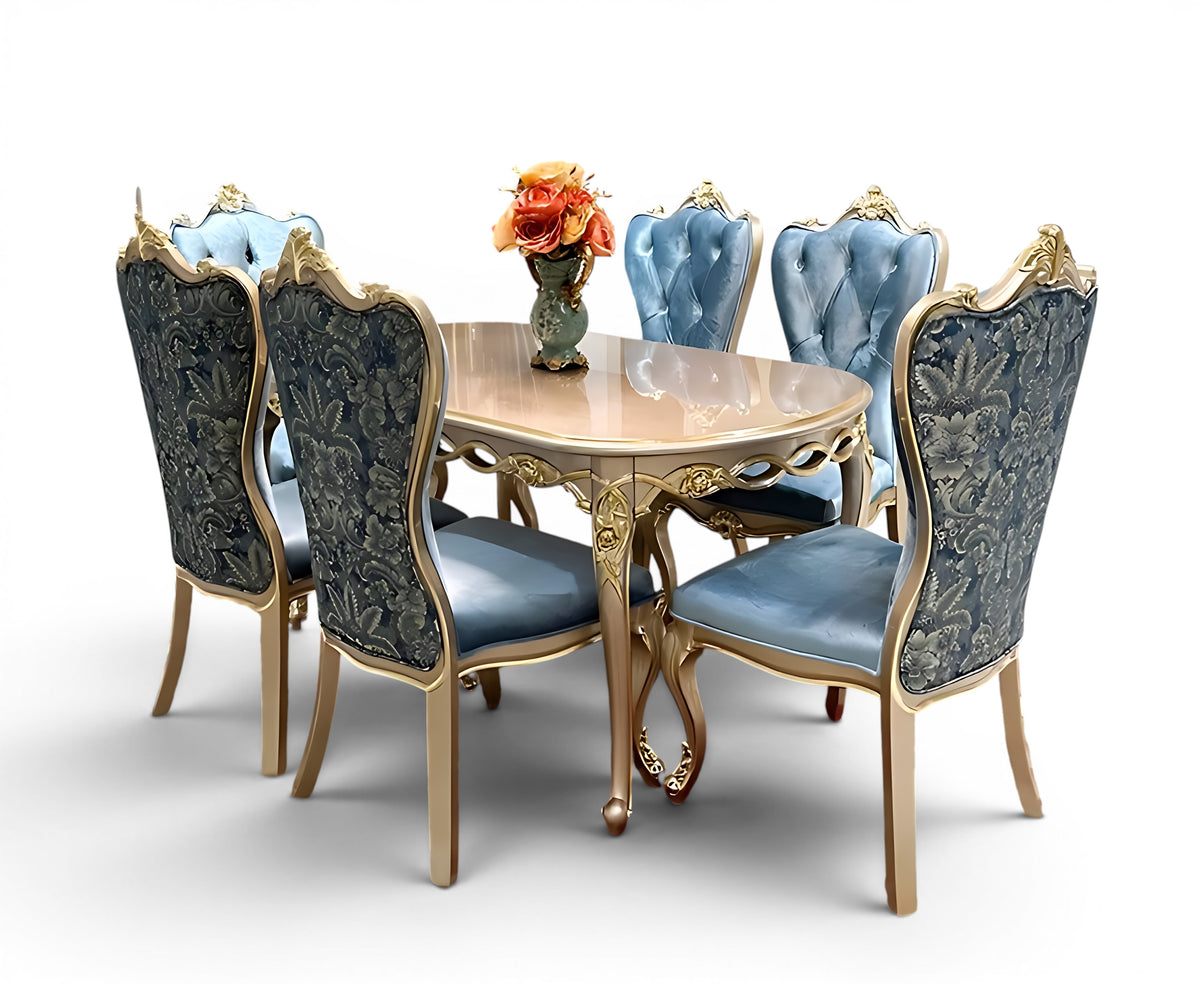 European Oval Wooden Dining Table Set / Ruchi