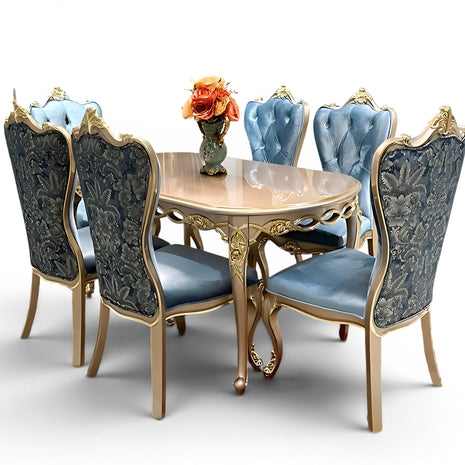 European Oval Wooden Dining Table Set / Ruchi