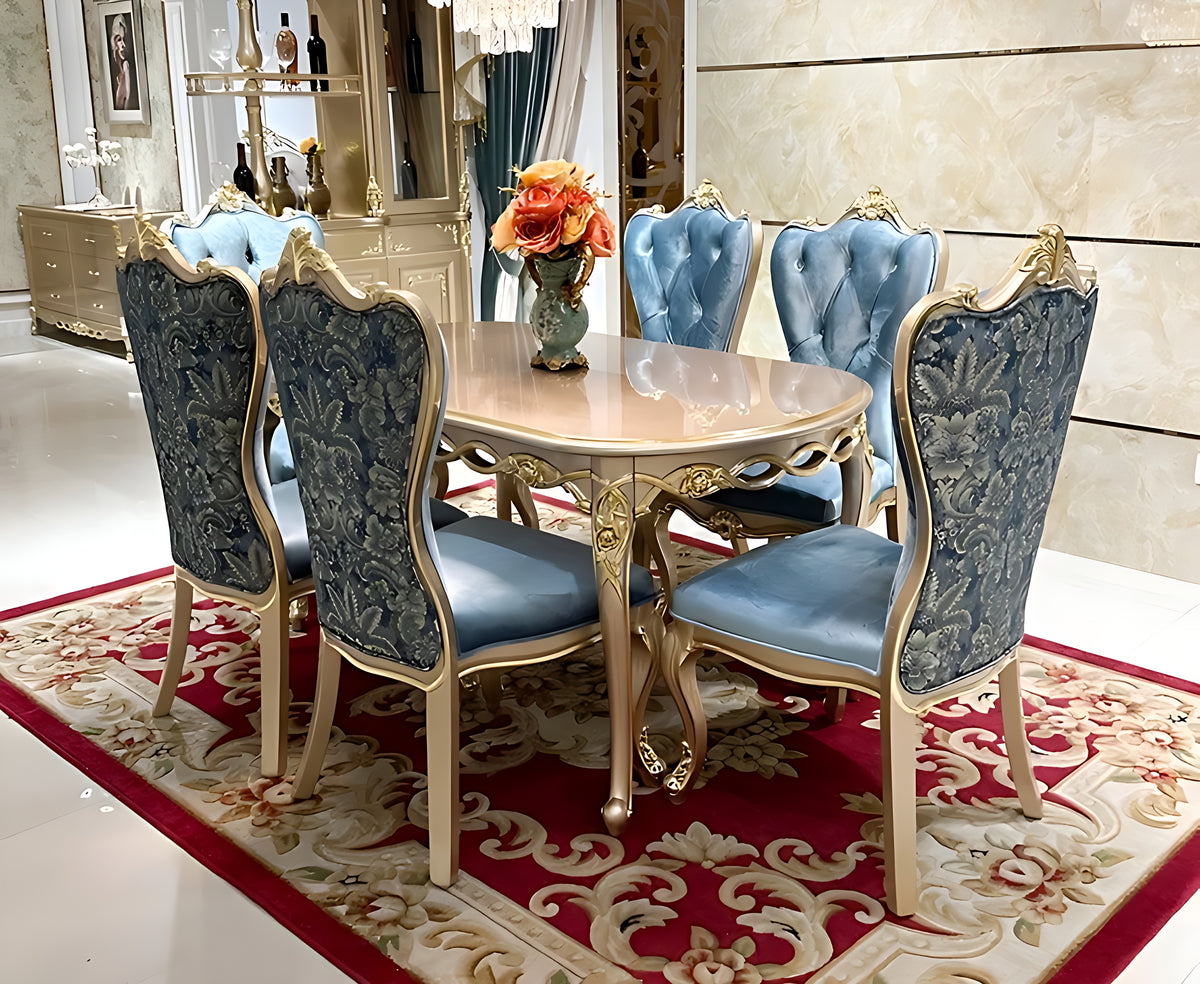 European Oval Wooden Dining Table Set / Ruchi