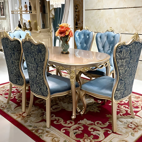 European Oval Wooden Dining Table Set / Ruchi