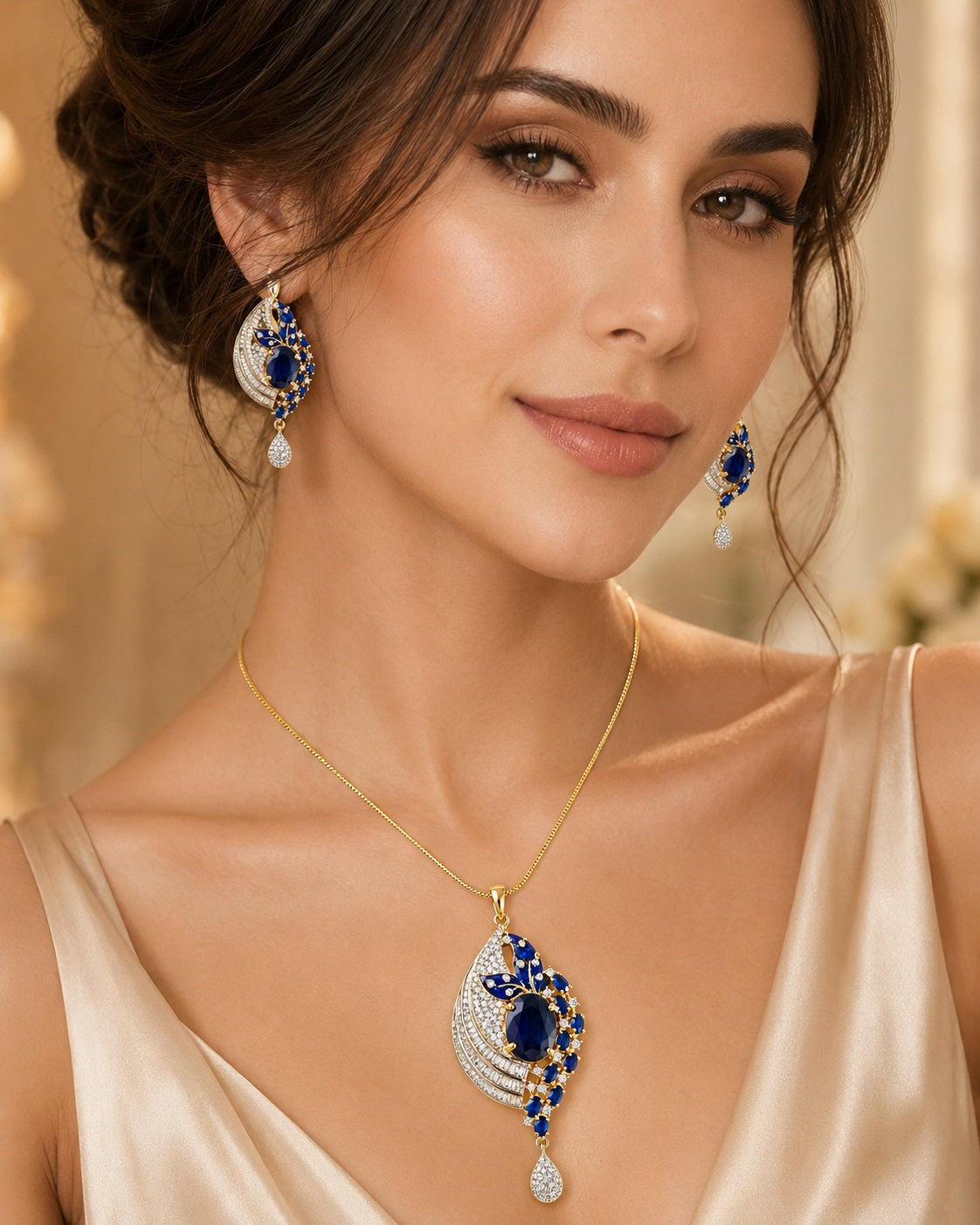 Exquisite American Diamond Necklace And Earrings Set / Ruchi