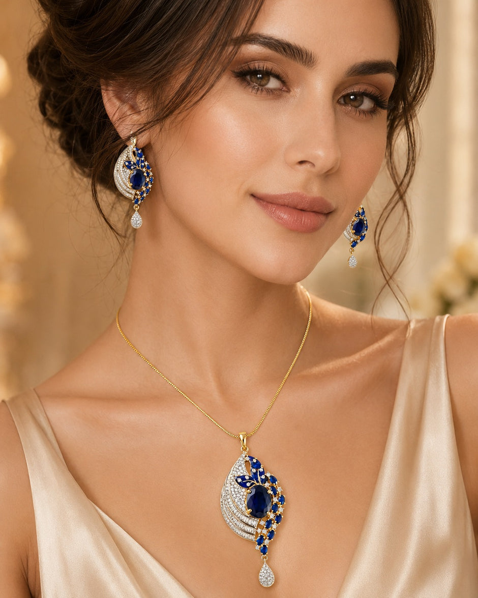 Exquisite American Diamond Necklace And Earrings Set / Ruchi
