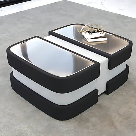 Extendable Glass Top Leather Coffee Table / Ruchi