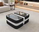 Extendable Glass Top Leather Coffee Table / Ruchi