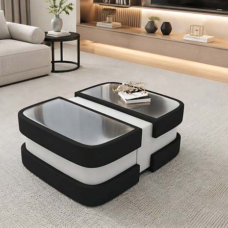 Extendable Glass Top Leather Coffee Table / Ruchi