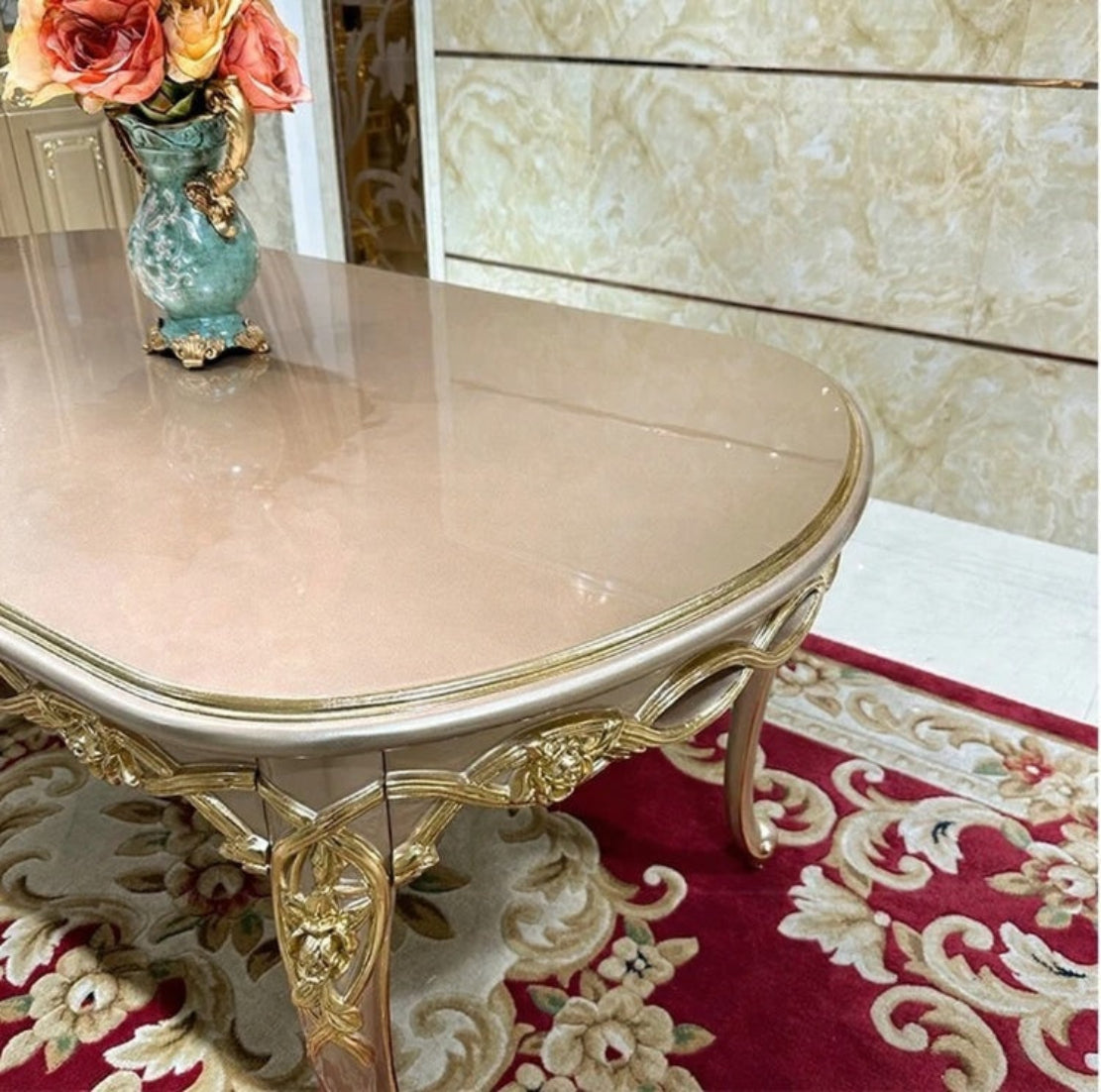 European Oval Wooden Dining Table Set / Ruchi