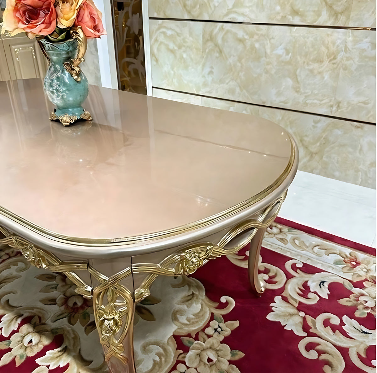 European Oval Wooden Dining Table Set / Ruchi