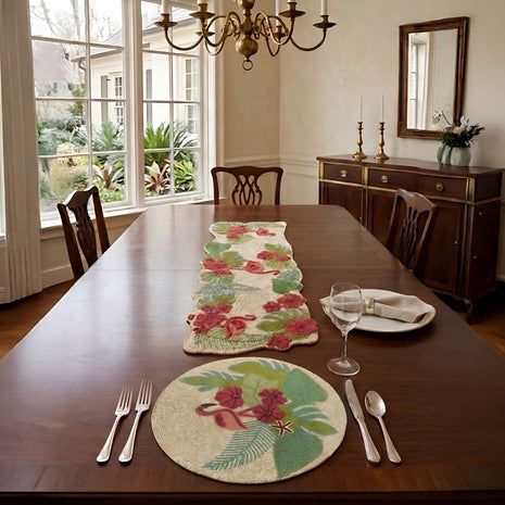 Flamingo Beaded Table Runner Set / Ruchi