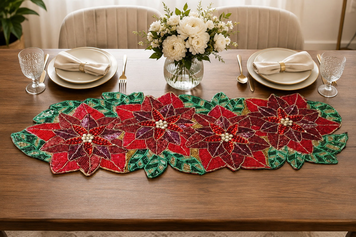 Floral Cutwork Multicolor Beaded Runner / Ruchi