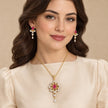 Floral Ruby Stone Necklace Set / Ruchi