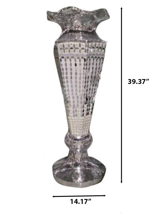 Contemporay Trumpet Design Tall White Ceramic Flower Vase / Ruchi