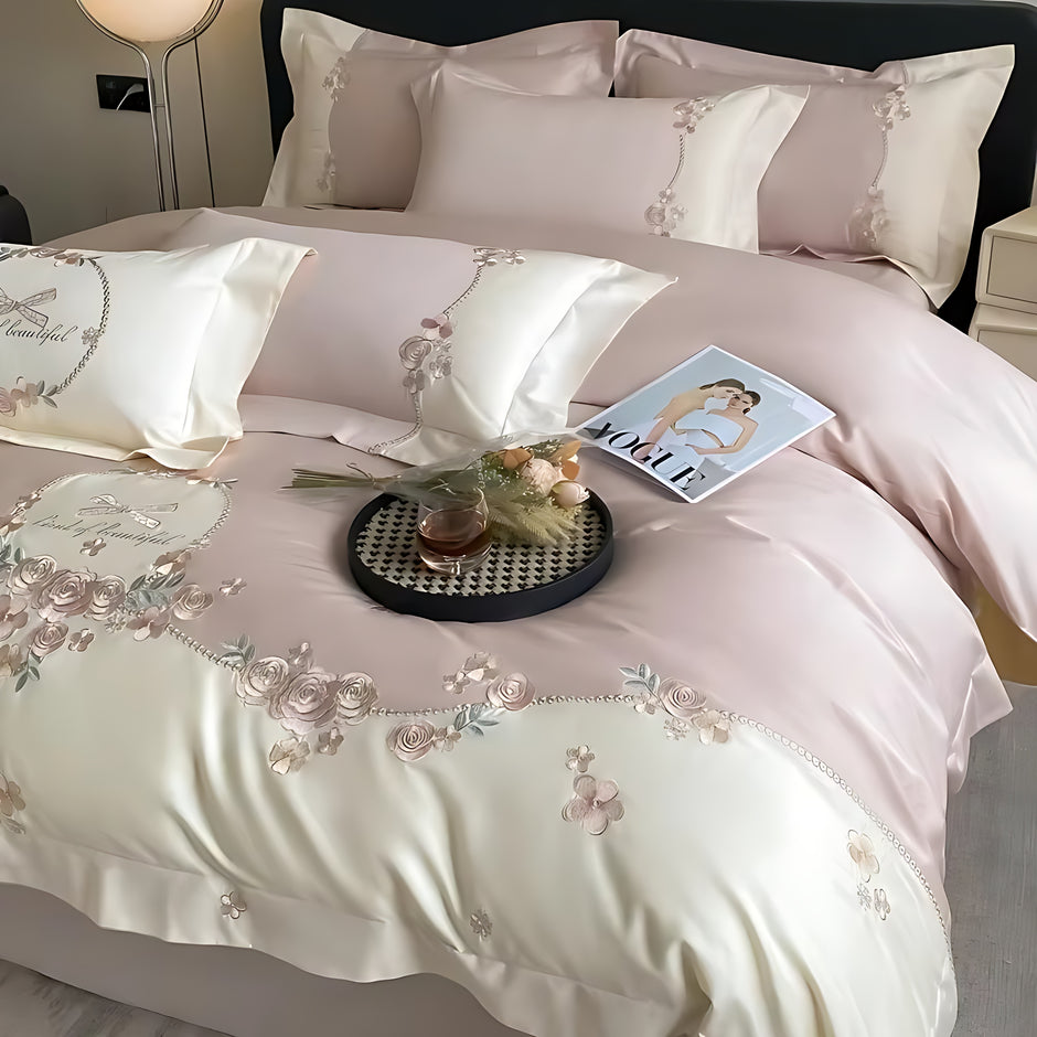 French-Style Fitted Floral Cotton Bedding Set / Ruchi