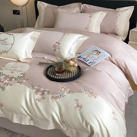 French-Style Fitted Floral Cotton Bedding Set / Ruchi