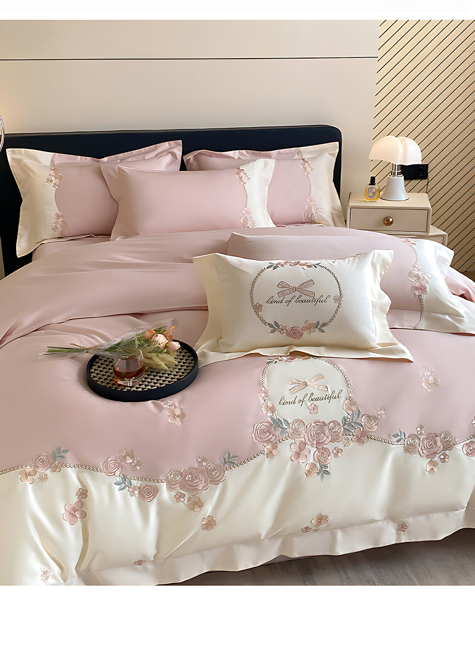 French-Style Fitted Floral Cotton Bedding Set / Ruchi