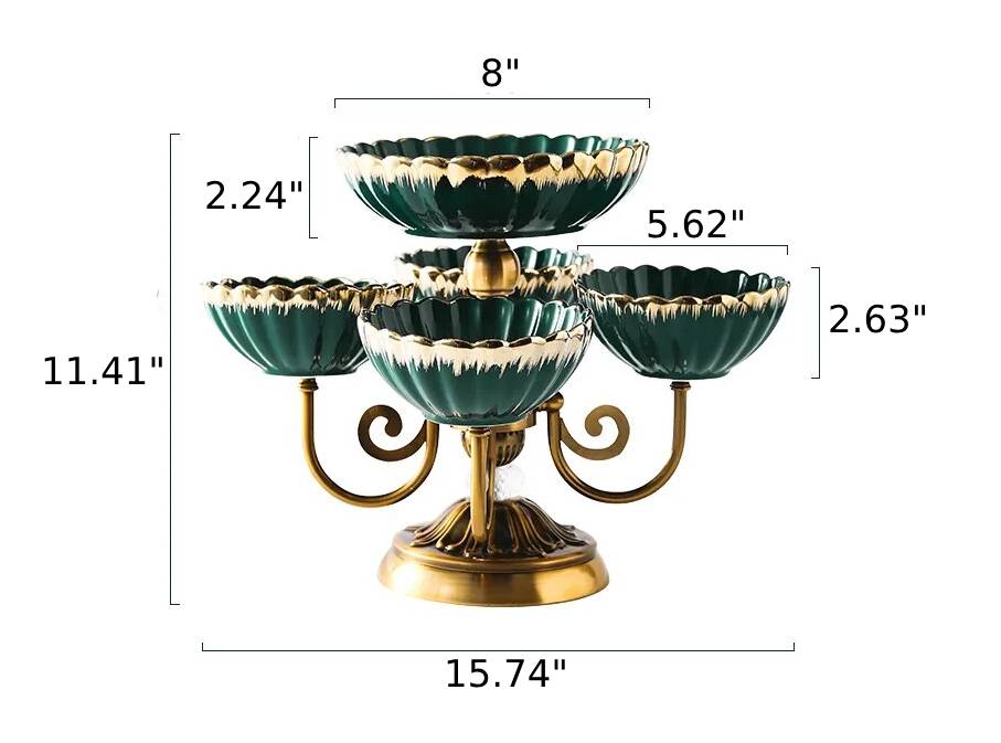 Metal Fruit Stand With 2 Ceramic Bowls / Ruchi