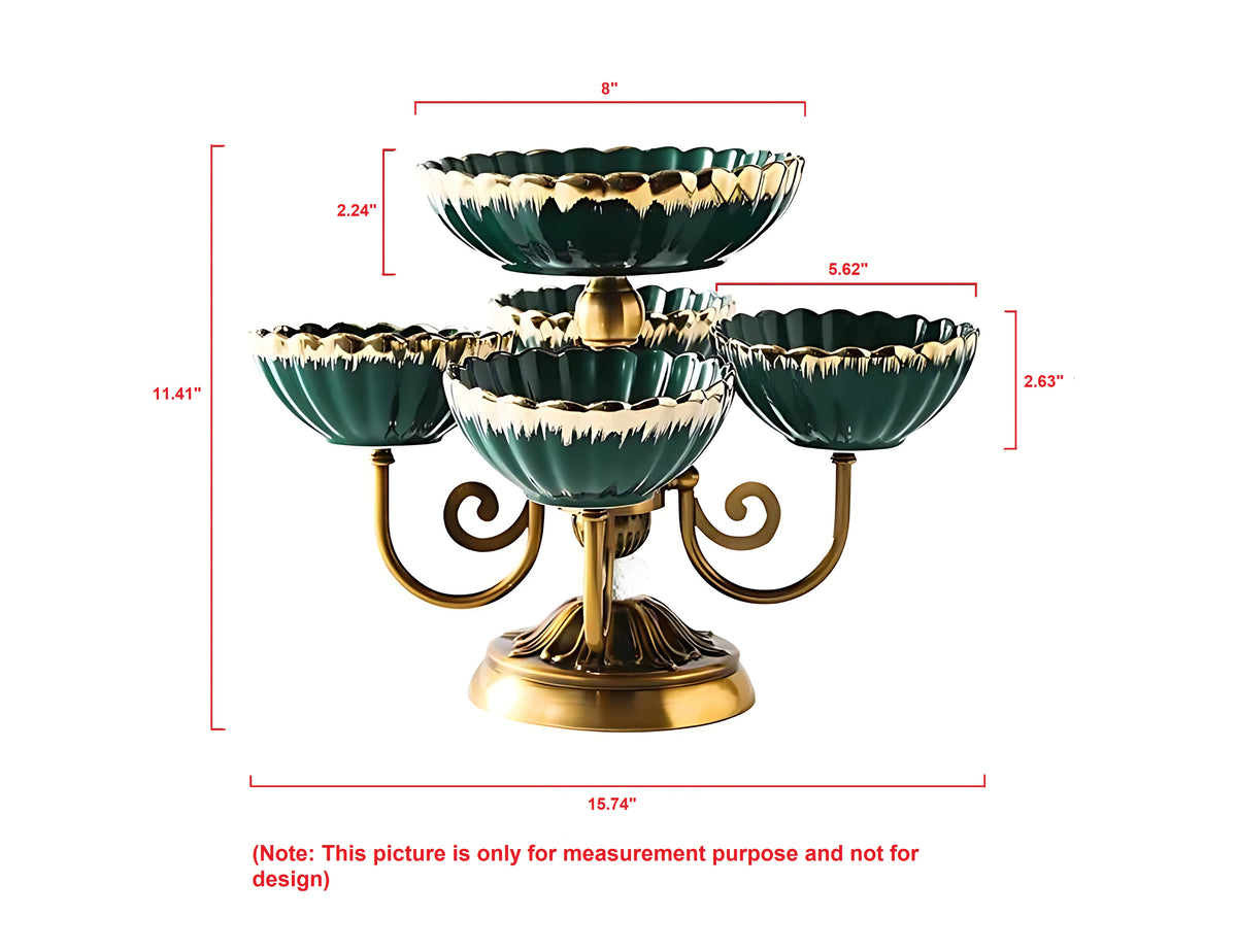 Metal Fruit Stand With 2 Ceramic Bowls / Ruchi