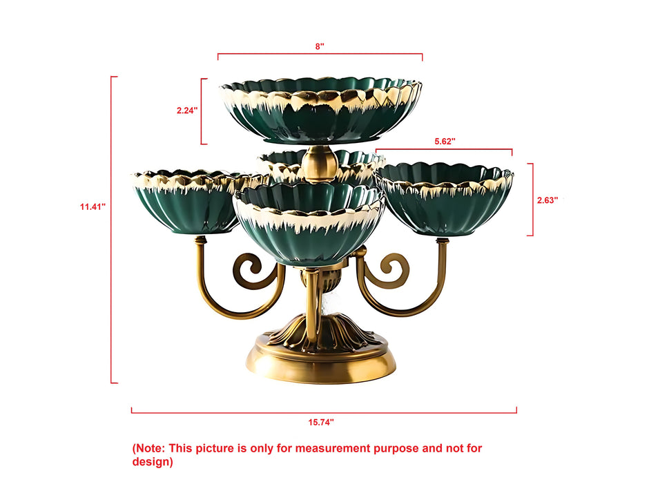 Metal Fruit Stand With 2 Ceramic Bowls / Ruchi