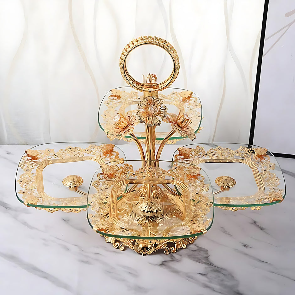 Fruit Stand With 4 Glass Trays For Party / Ruchi