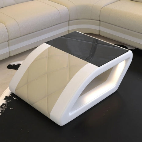 LED Coffee Table With Leather Upholstery / Ruchi