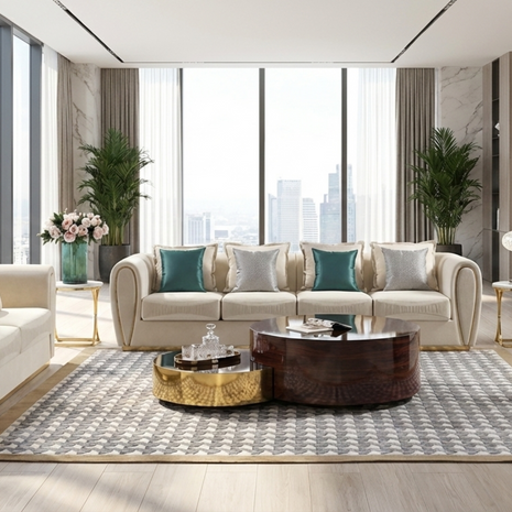 Post Modern 3 Pieces Fabric Upholstered Sofa Set / Ruchi