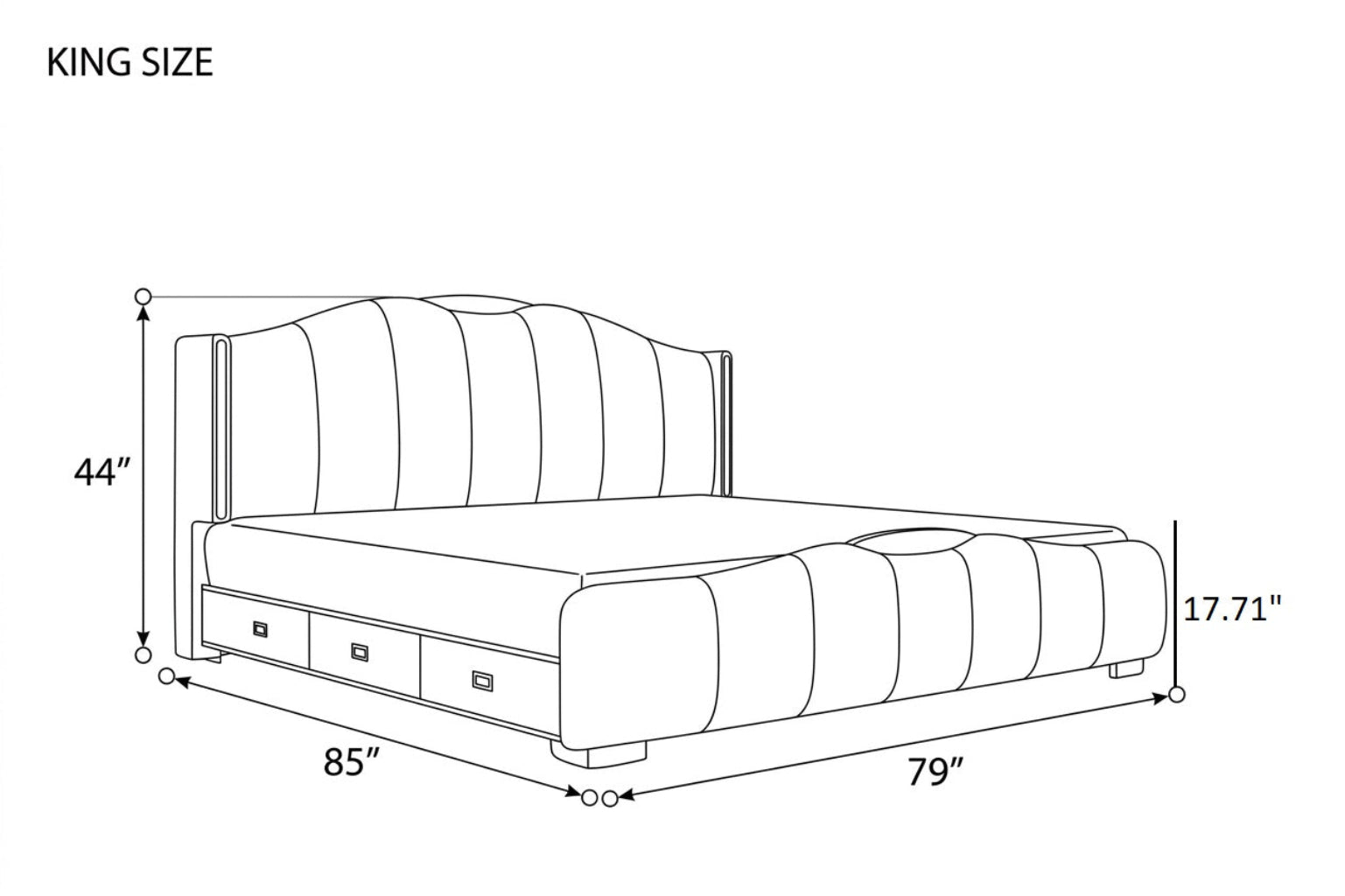 Modern LED Leather Bed With Storage