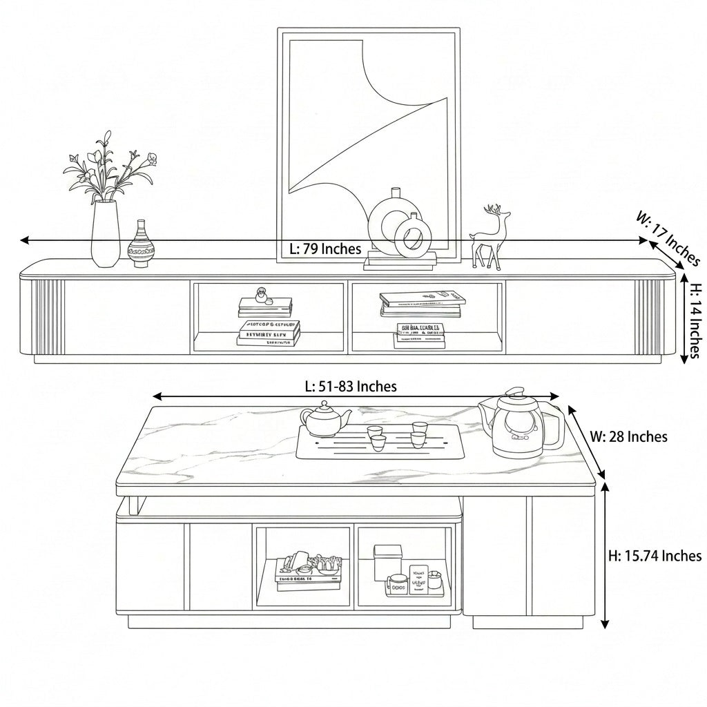Extendable Coffee Table With TV Stand / Ruchi