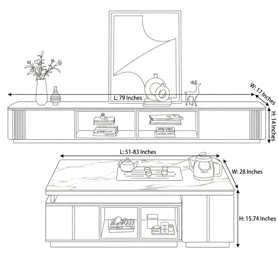 Extendable Coffee Table With TV Stand / Ruchi