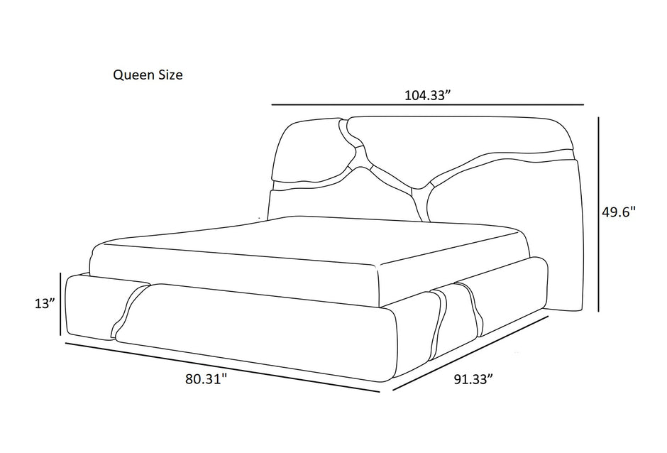 Crackle Design Leather Bed / Ruchi