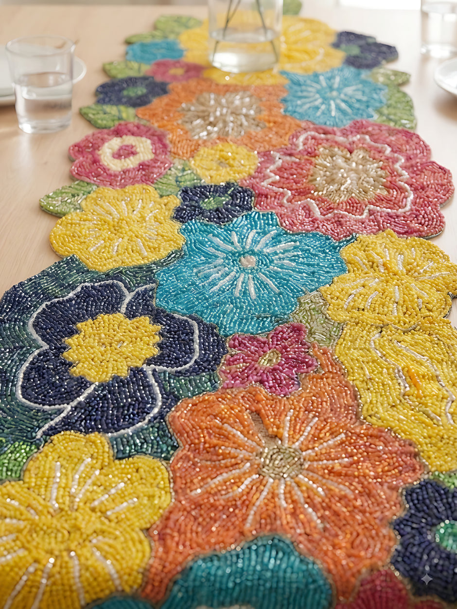 Elegant Beaded Table Runner / Ruchi