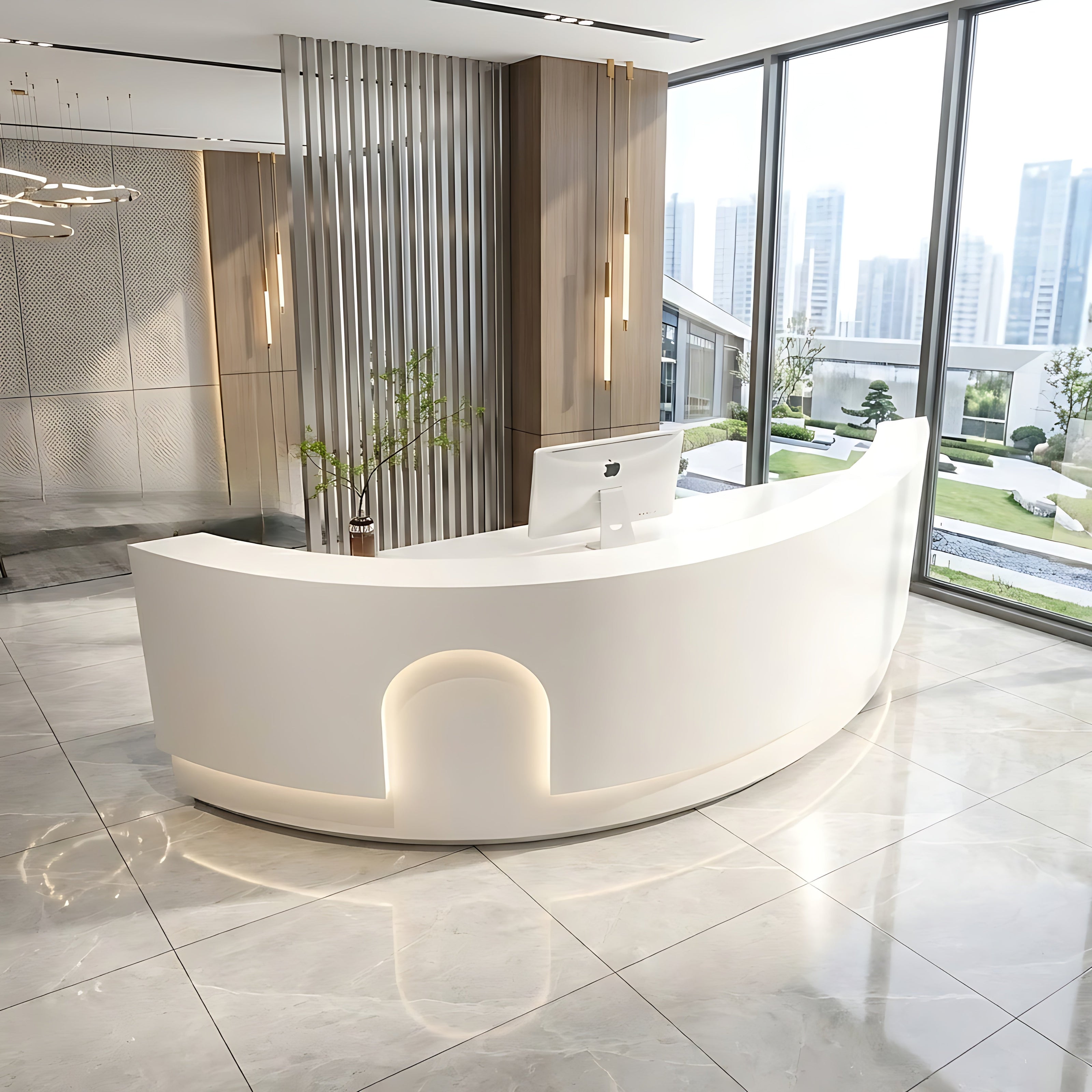 Modern LED 105 Inch Curved Wooden Reception Desk / Ruchi 